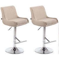 BARHOCKER 2er Set Stoff creme - Chromfarben/Creme, Textil/Metall (43/90/50cm) - CLP