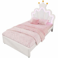 KINDERBETT 90/200 cm in Weiß mit 2 Schubladen, LED und verstellbarem Kopfteil aus PU - Weiß, Holzwerkstoff/Textil (90/200cm) - CHICFURN