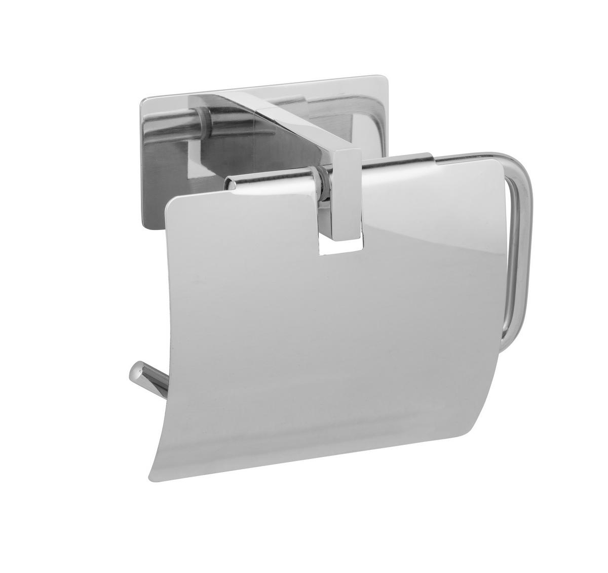 TOILETTENPAPIERHALTER mit Deckel Genova 6,2/14/11,4 cm - Silberfarben, Metall (14/11.4/6.2cm) - Wenko
