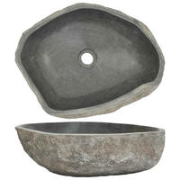 WASCHBECKEN Flussstein Oval (45-53)/(34-41) Cm - Anthrazit, Stein (41/15/53cm) - vidaXL