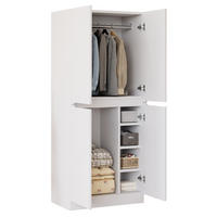KLEIDERSCHRANK in Weiß mit Doppeltür-Design und kleinem Staufach für Schlafzimmer und Wohnzimmer, B70/T40/H170 cm - Weiß, Holzwerkstoff/Metall (70/170/40cm) - STILVORA