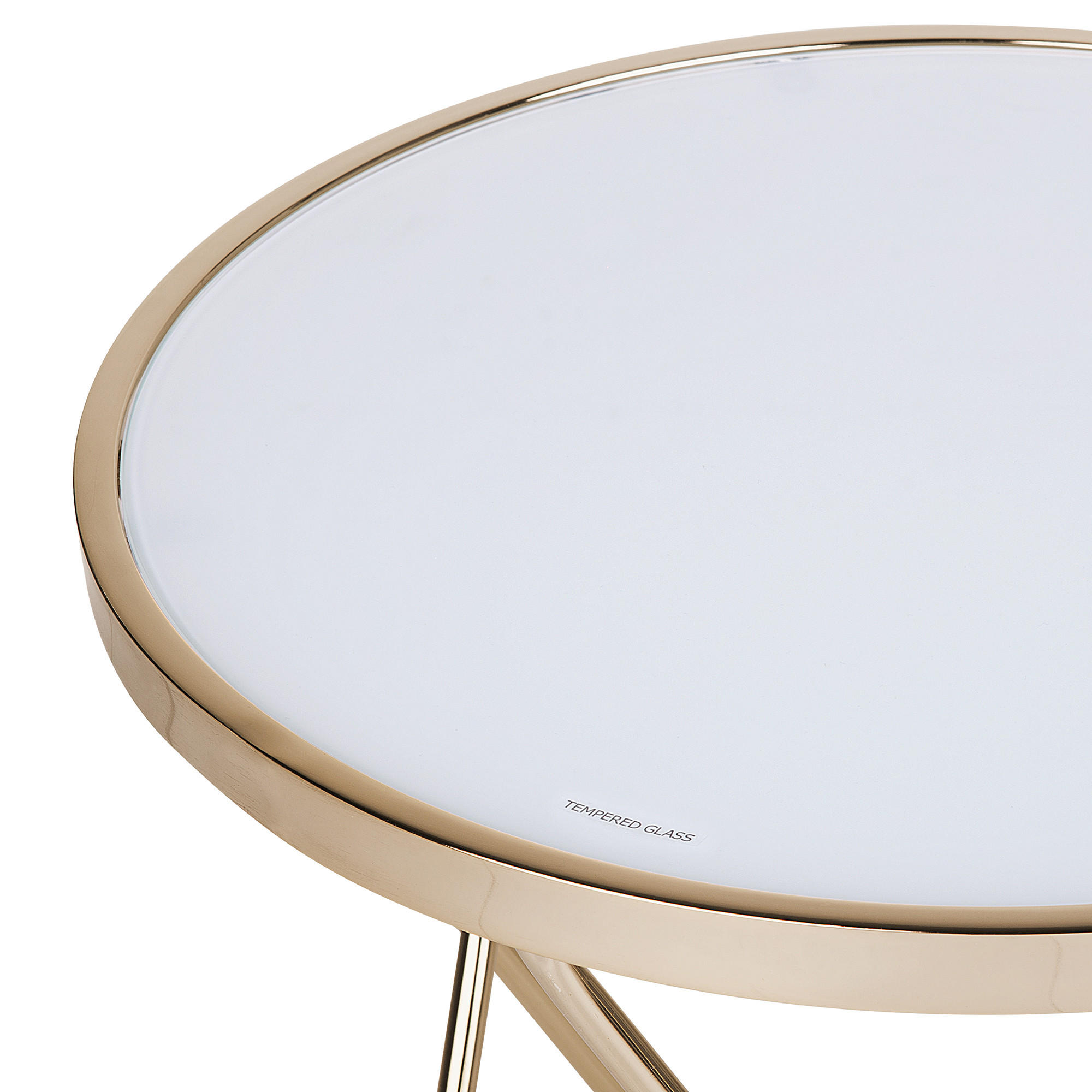 BEISTELLTISCH weiß/gold 50 cm MERIDIAN Meridian - Goldfarben/Weiß, Glas (50/50/55cm) - Beliani
