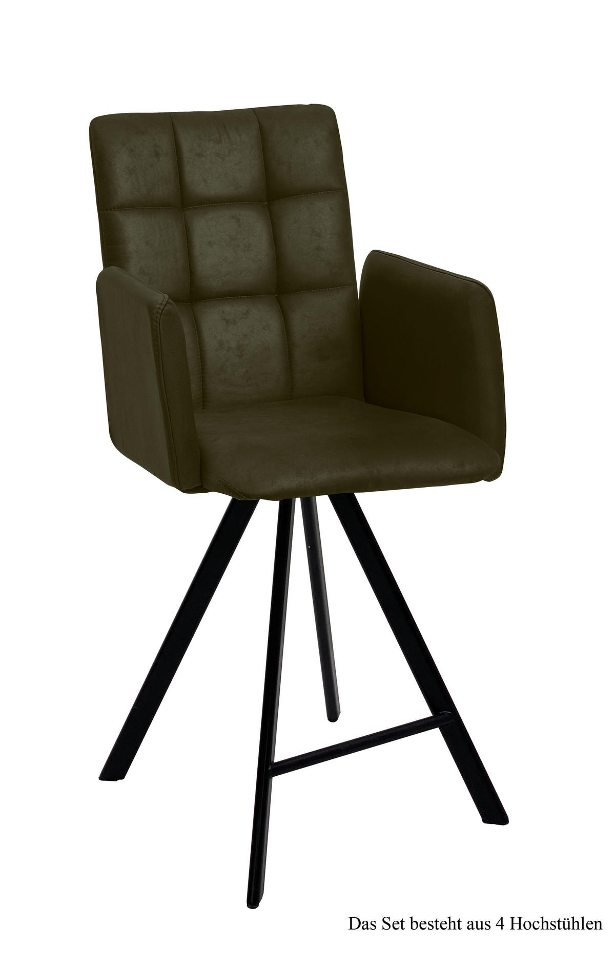 THEKENSTUHL (4er-Set) Delcine 52x108x60 Schwarz/Khaki - Dunkelgrün/Schwarz, Kunststoff (60/108/52cm) - 58aufmkessel