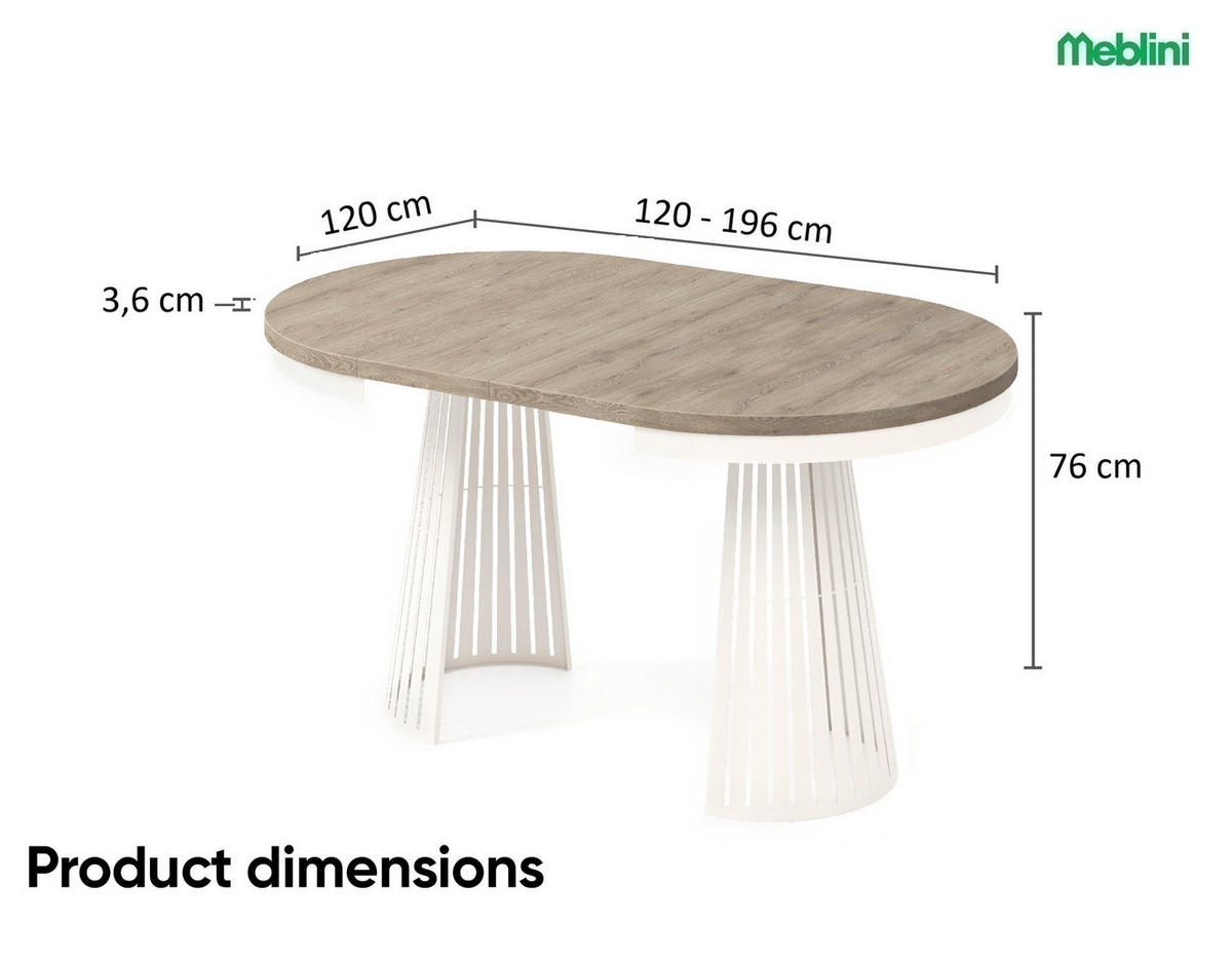 ESSTISCH Cone Bis - Kaschmir/Beige, Holzwerkstoff/Metall (120/120/76cm) - Meblini