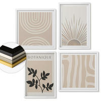 WANDBILDER 4er-Set - 50x50 cm & 40x60 cm Weißer Rahmen - Abstrakte Pflanzenmuster - Weiß, Kunststoff (50/50cm) - ArtPrintCave