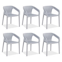 GARTENSTUHL 6er-Set Kunststoff Grau mit Armlehnen - Grau, Kunststoff (330/75/54cm) - Homestyle4u