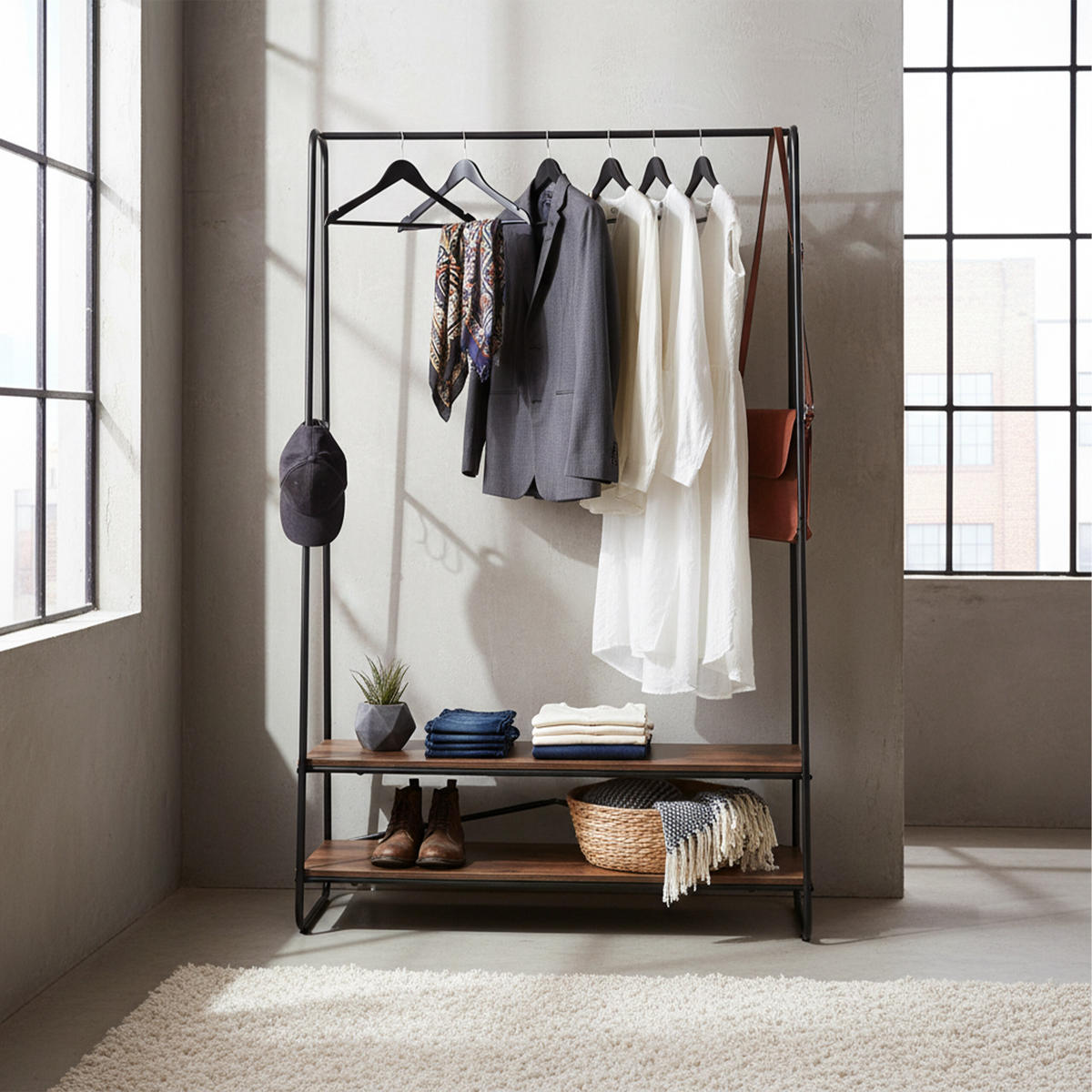 KLEIDERSTÄNDER - Multicolor, Holzwerkstoff/Metall (100/160/45cm) - Relaxdays