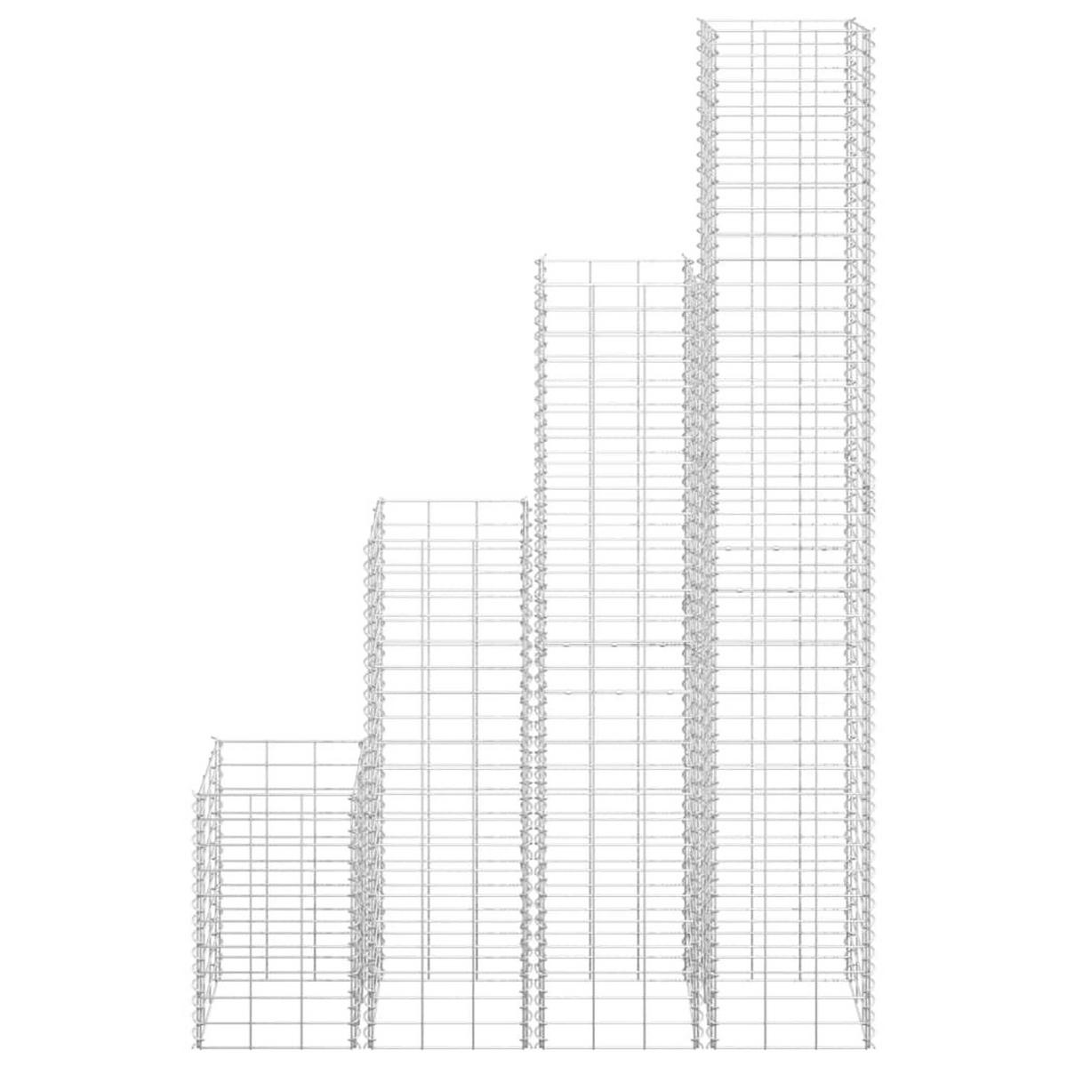 GABIONEN-HOCHBEETE 4 Stk. 30x30x50/100/150/200 cm Eisen - Silberfarben, Metall (30/200/30cm) - furnicato