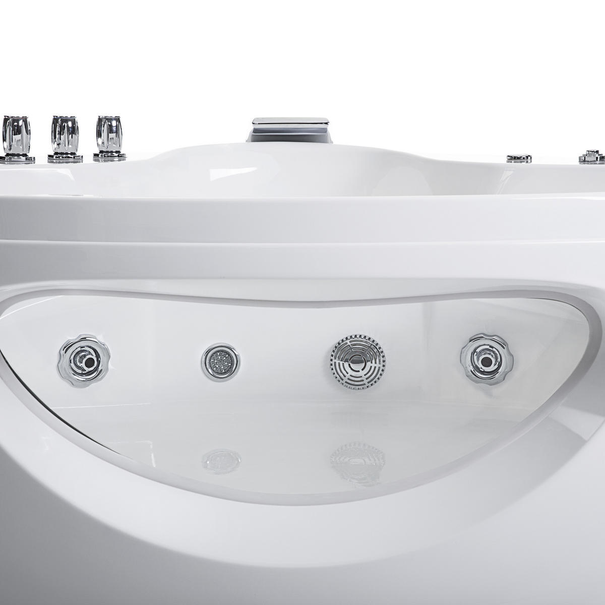 WHIRLPOOL-BADEWANNE mit LED 138x190x61 cm weiß Tocoa - Weiß, Kunststoff (138/61/190cm) - Beliani