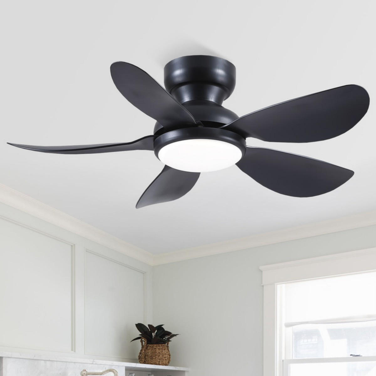 DECKENVENTILATOR Schwarz 91,4 cm mit LED und leisem DC-Motor - Schwarz, Kunststoff (91.4/91.4/24cm) - Surtime