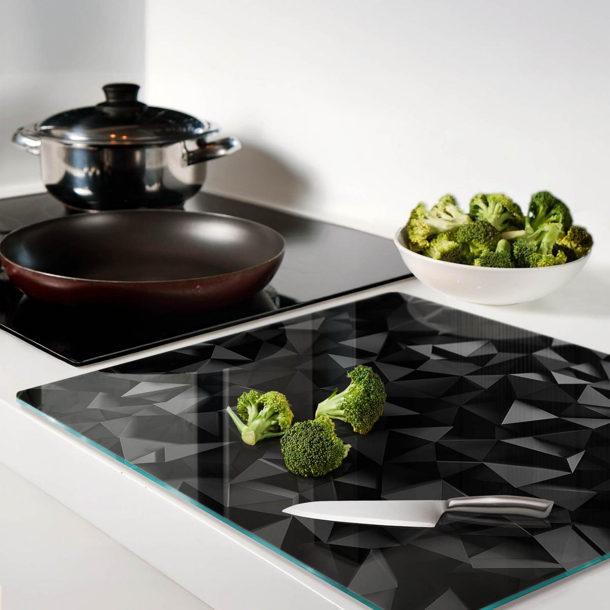 GLASPLATTE 60x52 cm 3D - Schwarz, Glas (60/0.4/52cm) - TULUP