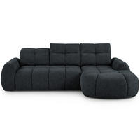 ECKSOFA Sorel Mini mit Automatisch verstellbarer Sitztiefe und Kopfstützen, rechts, Schwarz - Schwarz, Textil (275/190cm) - Beautysofa