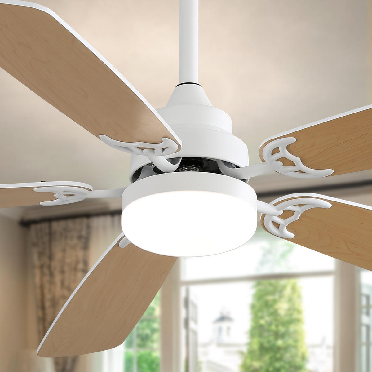 DECKENVENTILATOR 132cm LED Licht 18W Memory Funktion DC Motor - Weiß, Kunststoff (132/132/49cm) - CASIVA