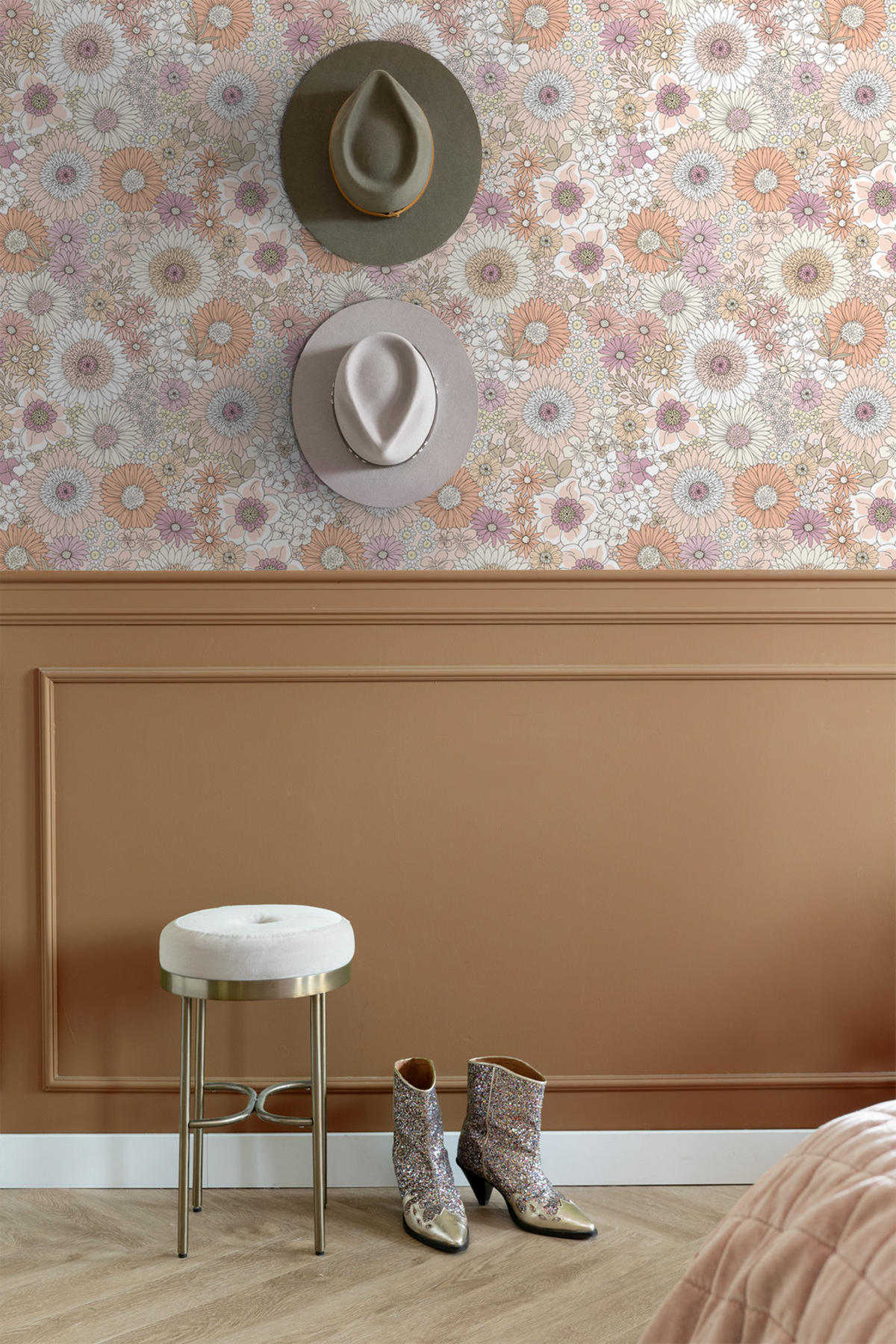 TAPETE Retro Blumen 50 x 900 cm - Beige, Papier (50/900cm) - ESTAhome