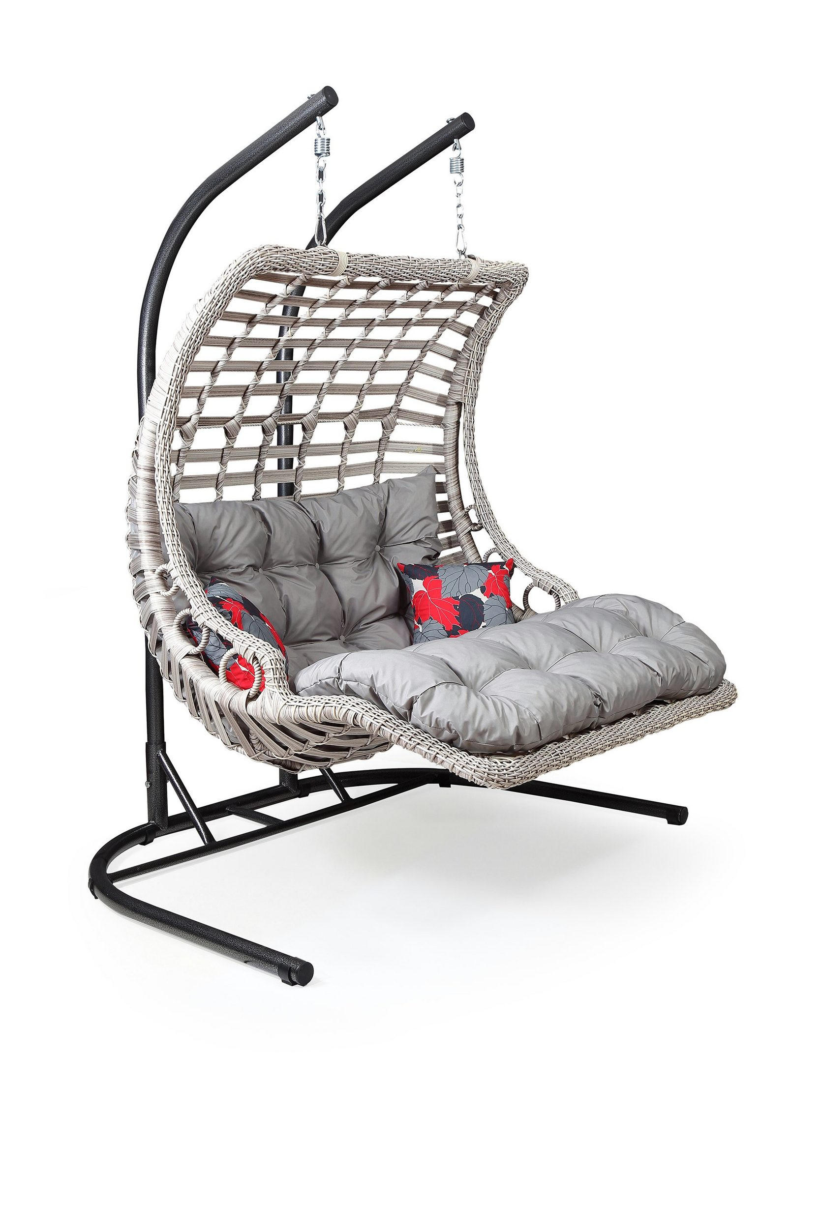 HÄNGESESSEL mit Gestell Gartenschaukel Rattan Hängeschaukel Weiß - Weiß, Metall (172/120/212cm) - Gowoll