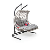 HÄNGESESSEL mit Gestell Gartenschaukel Rattan Hängeschaukel Weiß - Weiß, Metall (172/120/212cm) - Gowoll