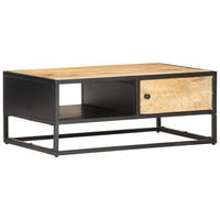 COUCHTISCH mit Geschnitzter Tür 90x55x36 cm Raues Mangoholz - Braun, Holzwerkstoff (90/90/36cm) - furnicato