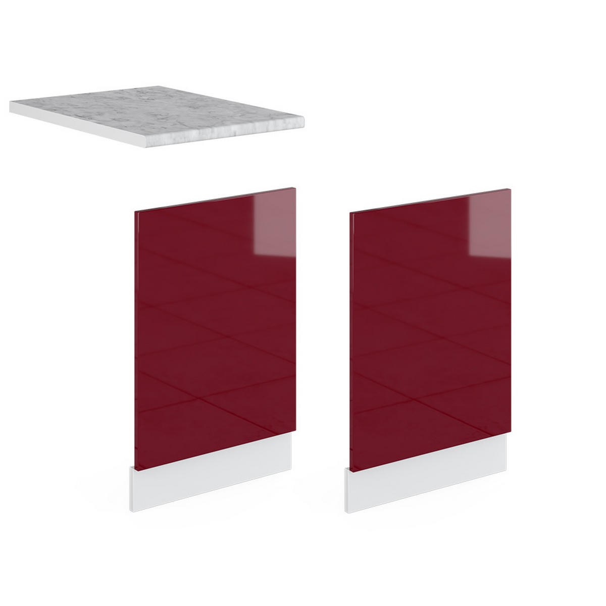 FRONTBLENDE R-Line Rot Hochglanz 45 cm , AP Marmor - Rot/Weiß, Holzwerkstoff (45/57.2/1.6cm) - Vicco