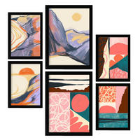 POSTER Set Mit 6 Eindeutige Natur A3 & A4 Schwarzer Rahmen - Schwarz, Papier (29/3cm) - Nacnic