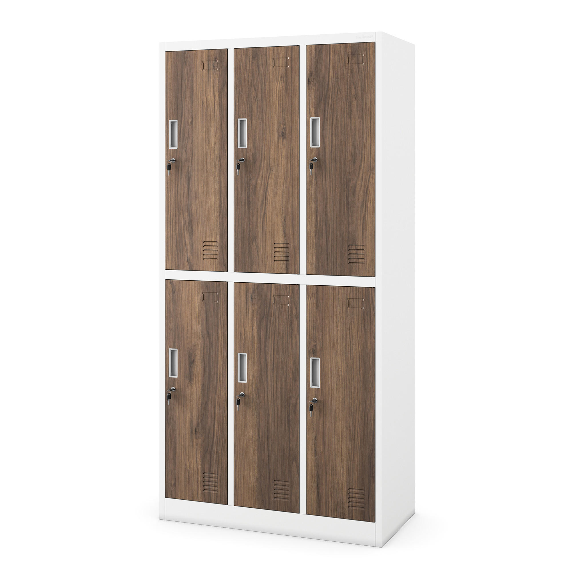 ARBEITSSCHUTZ-KLEIDERSCHRANK 6 Türen IGOR 185x90x45 cm - Nussbaumfarben/Weiß, Metall (90/185/45cm) - Jan Nowak