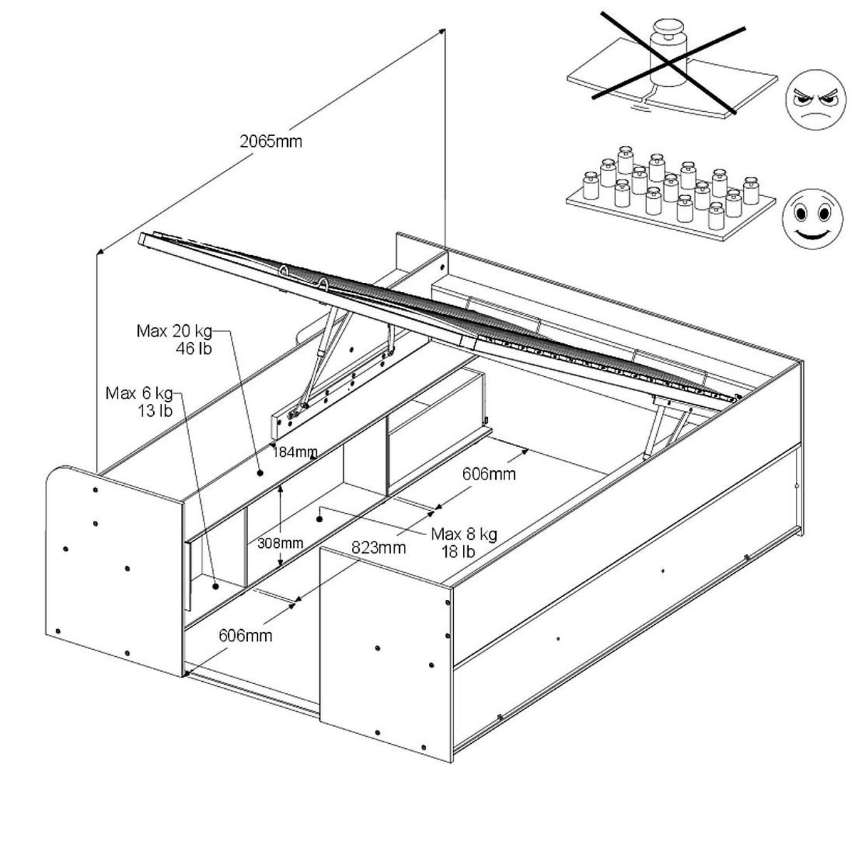 HOCHBETT Parisot Travel 140x200 Holznachbildung Jackson Eiche/Weiß - Eichefarben/Weiß, Kunststoff (140/200cm) - 58aufmkessel