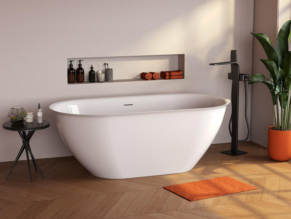 FREISTEHENDE Badewanne - 160 cm x 80 cm - Acryl - Weiß SORTINO - Weiß, Kunststoff (160/58/80cm) - Vente-Unique