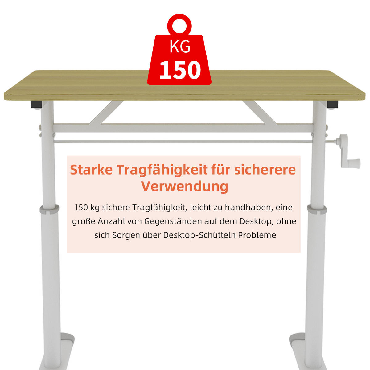 SCHREIBTISCH in Naturfarbe Kinderschreibtisch mit kompaktem Design für Arbeitszimmer und Büro, B100/T60/H90 cm - Weiß/Naturfarben, Holzwerkstoff/Metall (60/100/90cm) - STILVORA