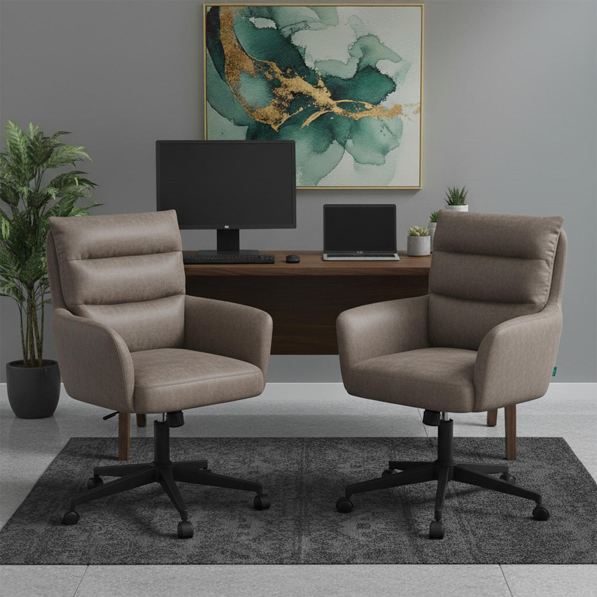 BÜROSTUHL Mika-Riko - Taupe/Schwarz, Textil/Metall (59/91/66cm) - DUBI Möbel