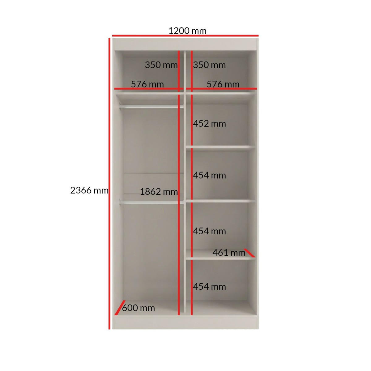 SCHWEBETÜRENSCHRANK mit Spiegel Fiore Plus 2D1L 120 Kaschmir/Gold - Kaschmir/Goldfarben, Holzwerkstoff/Metall (120/236/60cm) - mzm24
