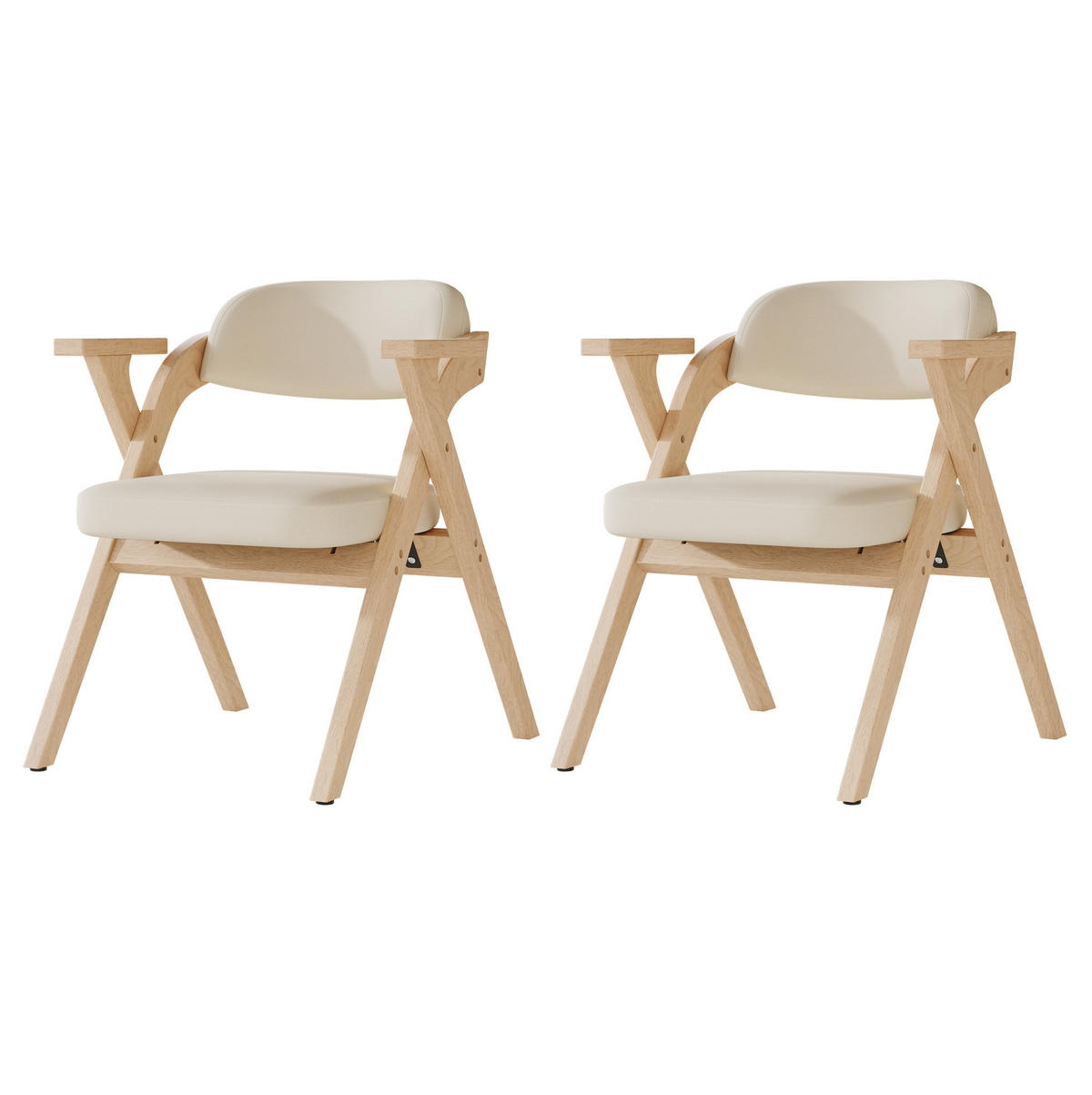 ESSZIMMERSTÜHLE klappbar Massivholz Beige 4er-Set - Beige, Holz (66.5/76/63.5cm) - Meubliv