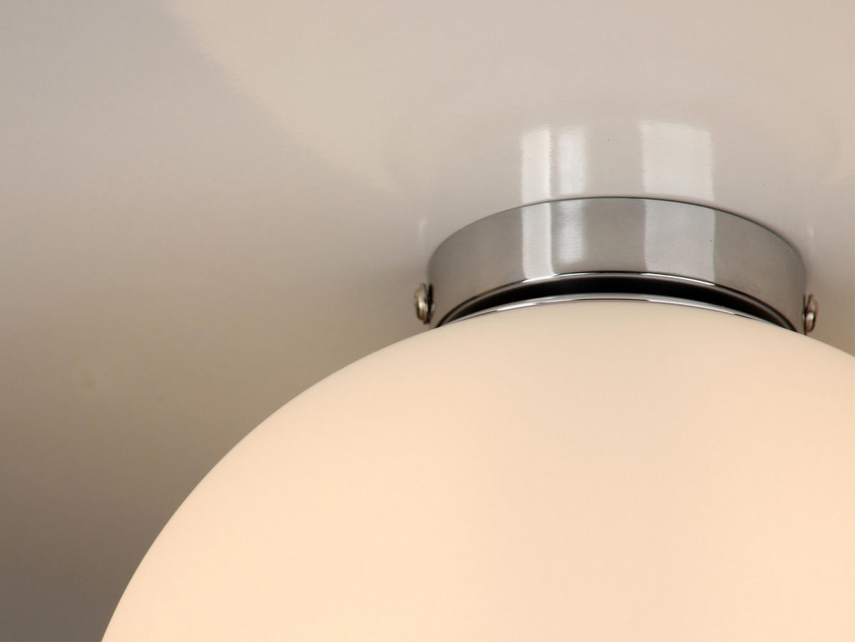 LED-DECKENLEUCHTE Glaskugel Lampenschirm, Ø20cm - Silberfarben/Weiß, Glas/Metall (20/20/22cm) - meineWunschleuchte