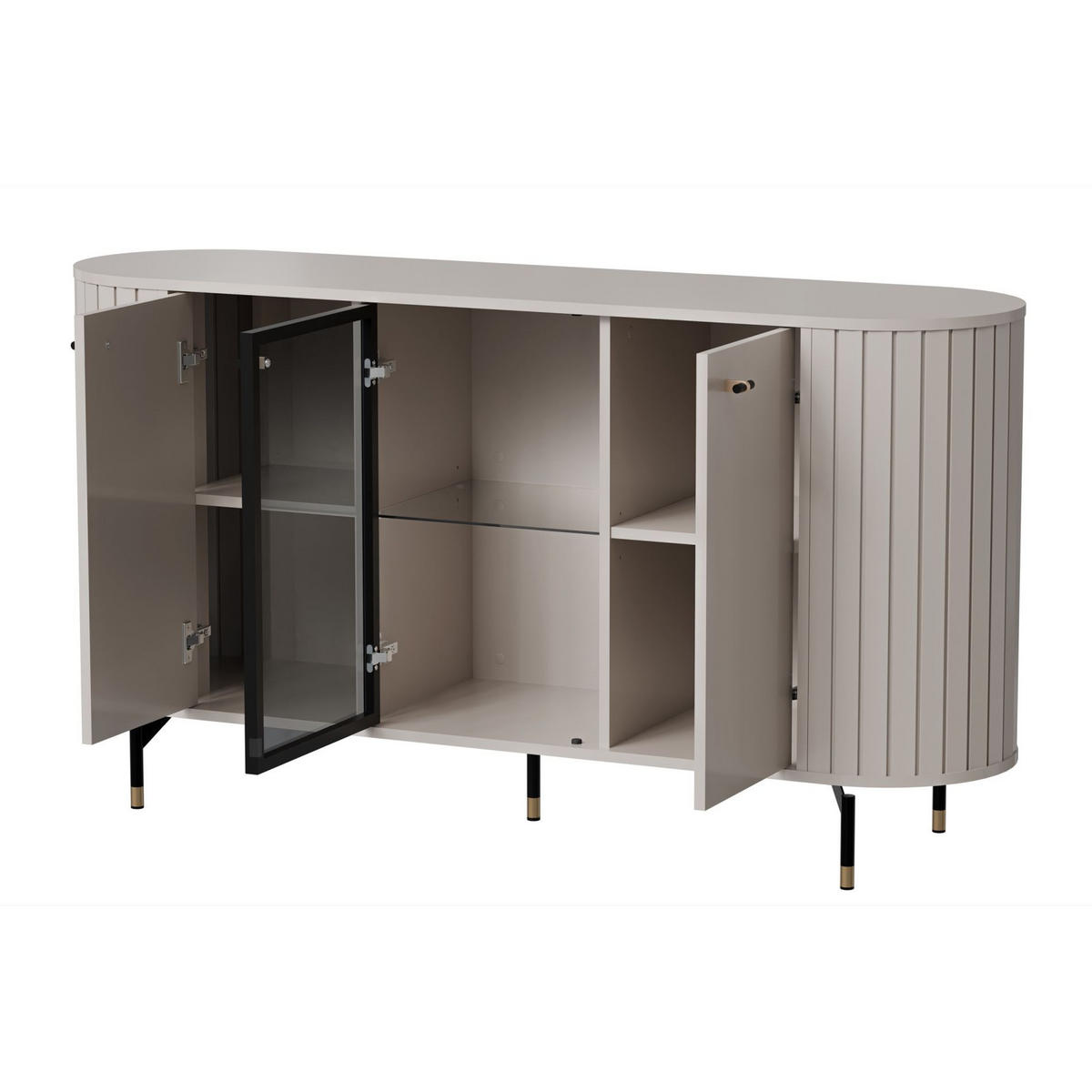 SIDEBOARD Zante Graubeige 150 cm - Taupe/Goldfarben, Holzwerkstoff/Metall (150/81/40cm) - Selsey