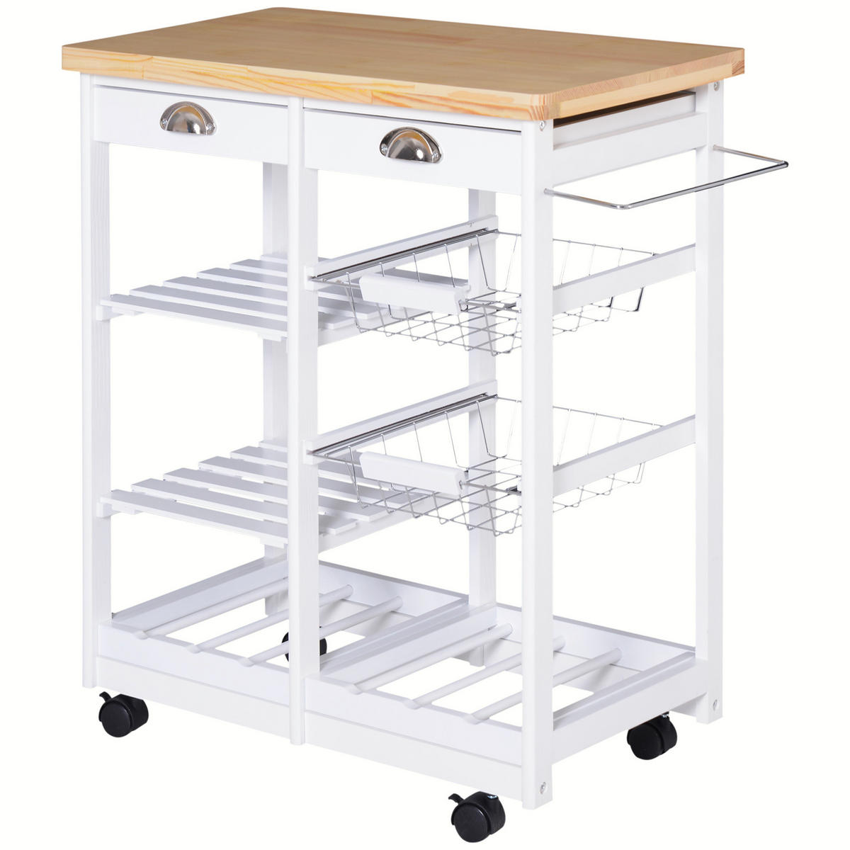 KÜCHENWAGEN, Mehrzweckwagen mit 2 Schubladen, 74 x 37 x 76 cm, Weiß - Multicolor, Metall (74/76/37cm) - FORIOUS