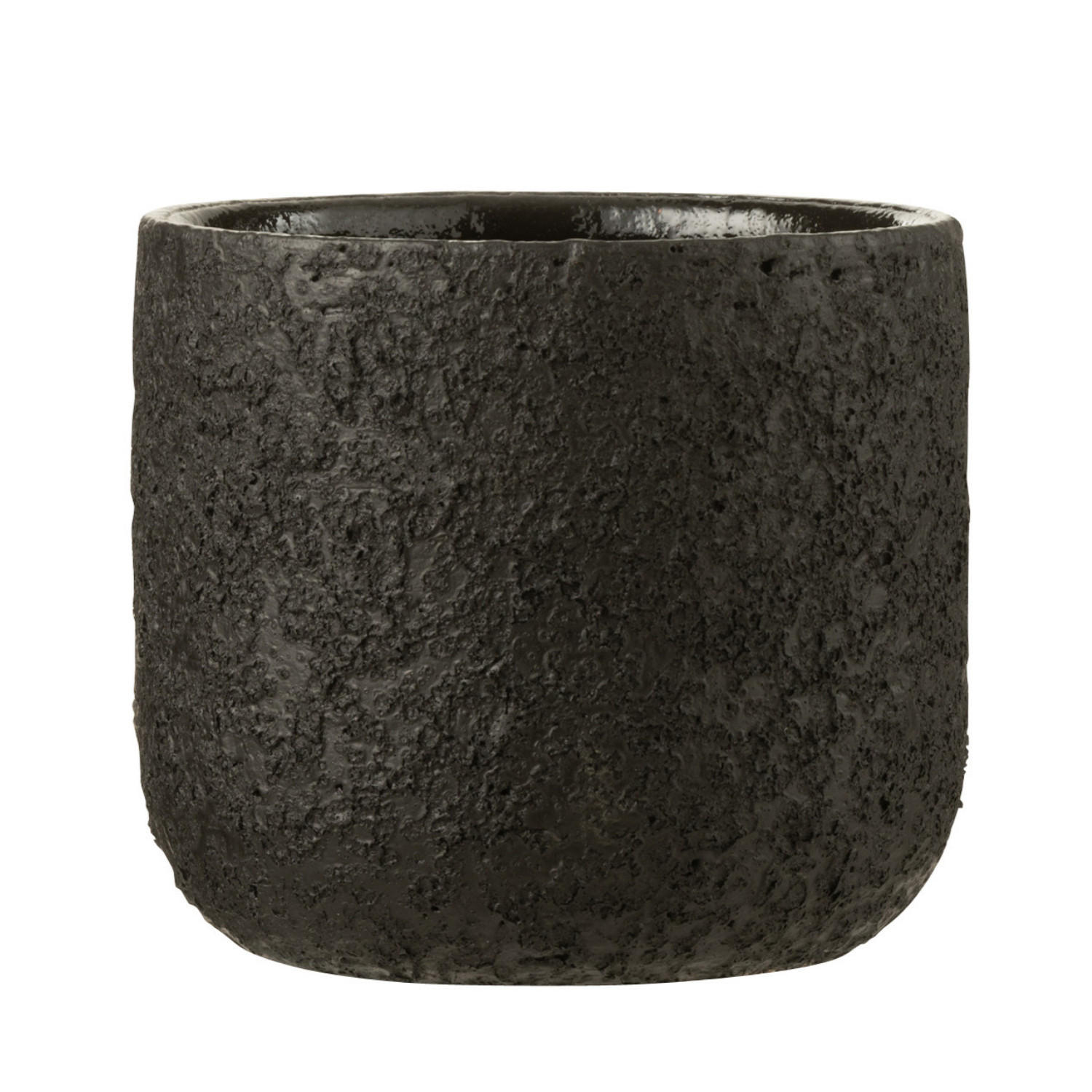BLUMENTOPF RAU - Töpferei - Schwarz - S - Ø 15 cm - Schwarz, Keramik (15/13.5cm) - J-Line