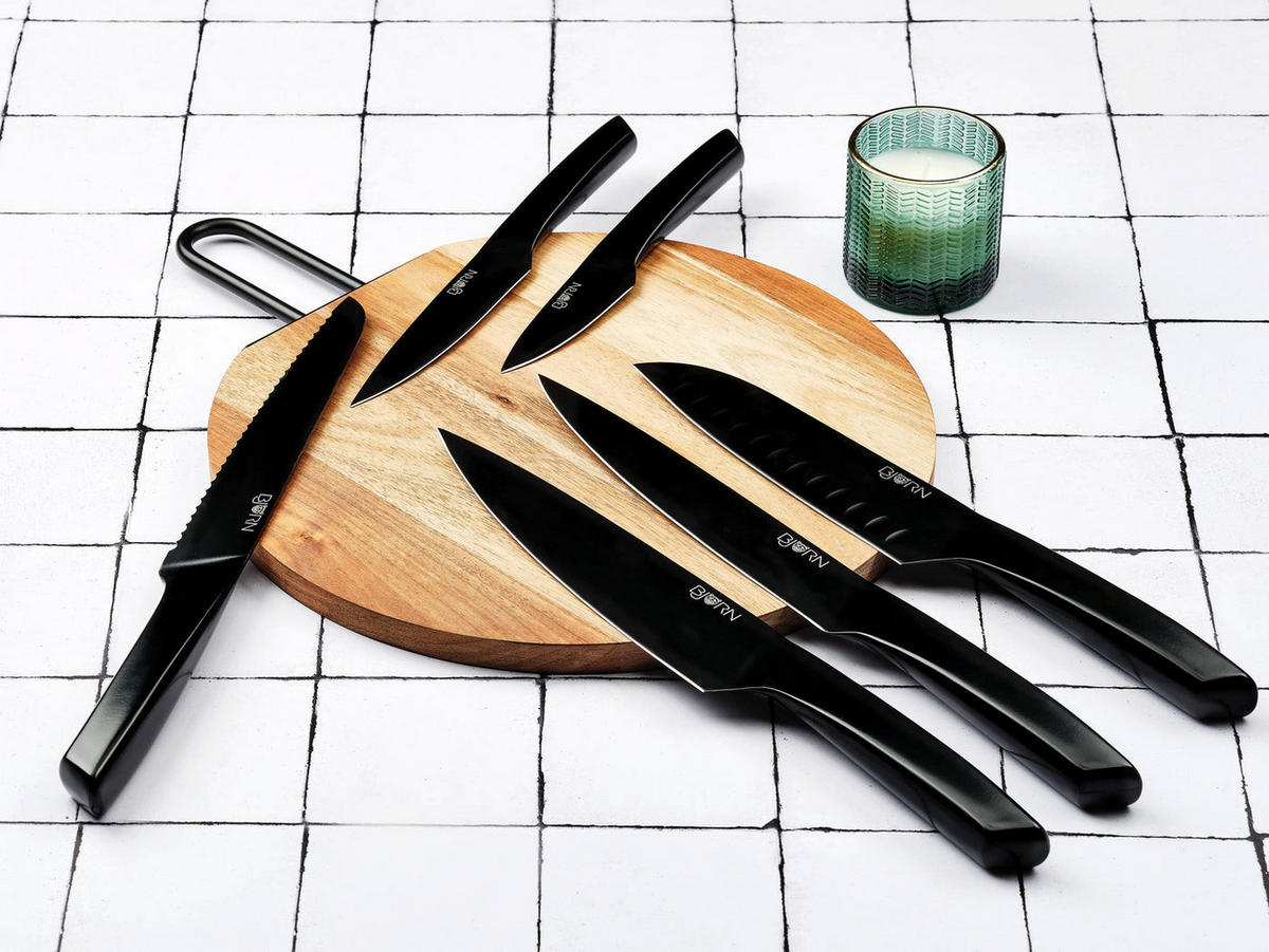 KÜCHENMESSER Jensen - 6er-Set - Schwarz, Metall (1cm) - Björn