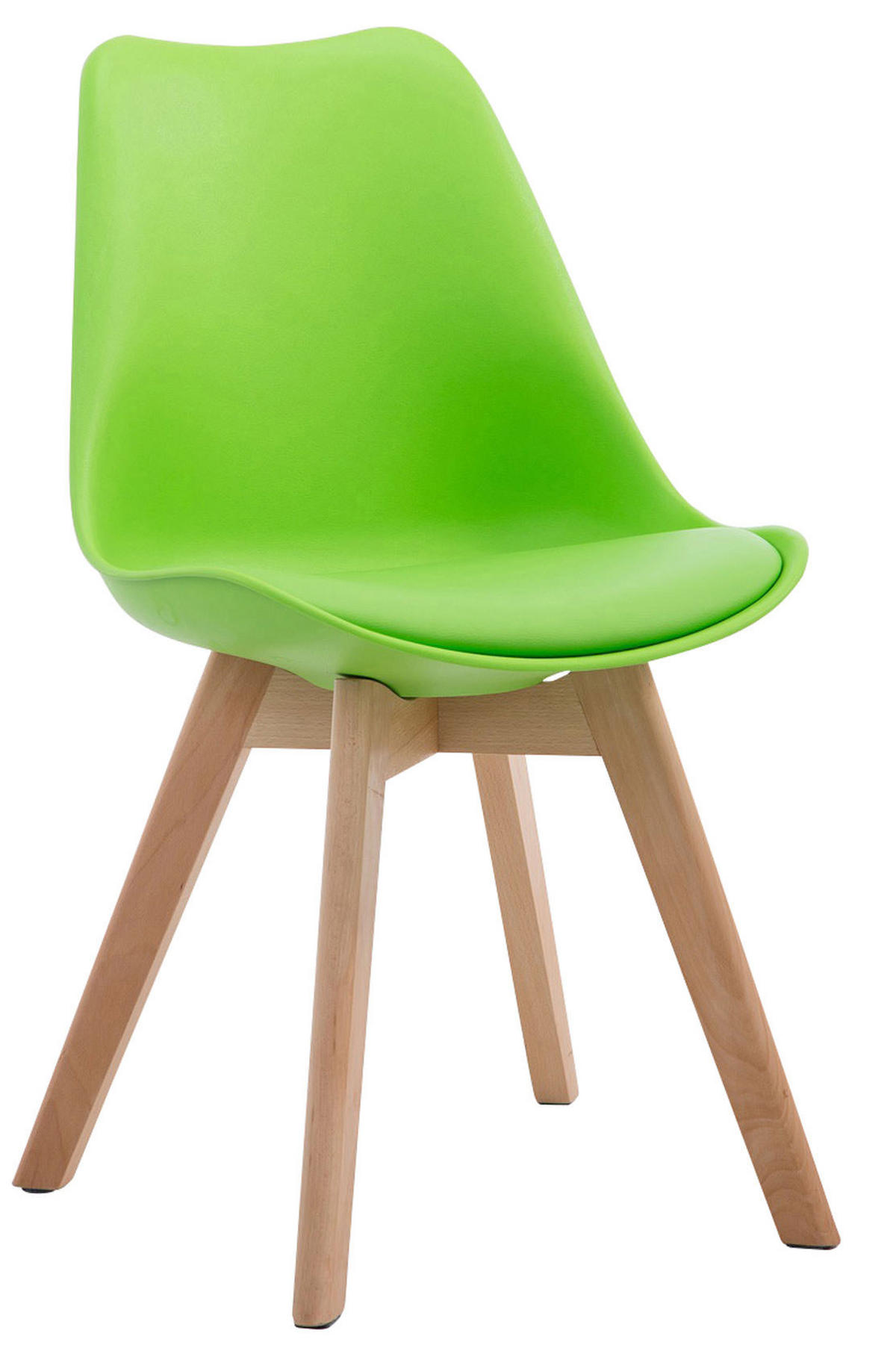 STUHL 4er Set Lederlook grün - Eukalyptusholzfarben/Grün, Holz/Textil (48/84/55cm) - CLP