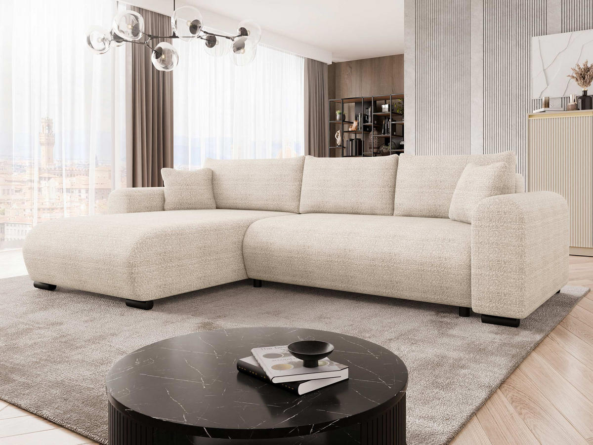 ECKSOFA Merkos - Beige/Schwarz, Holz/Textil (285/188cm) - MIRJAN24