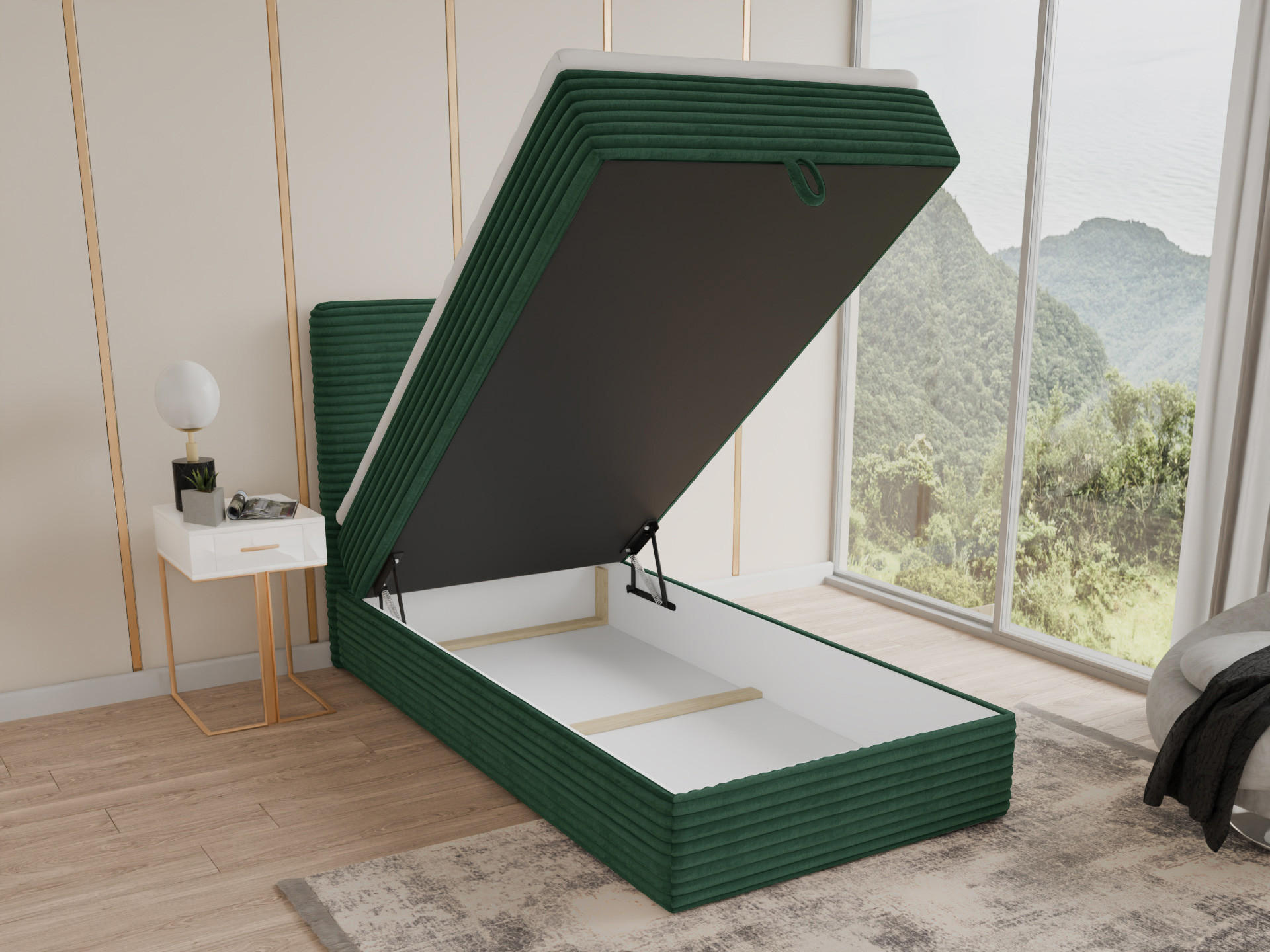 Thumbnail - Sofnet Boxbett, Grün, Textil, H3, Rechteckig, 100x200 cm, Schlafzimmer, Betten, Boxspringbetten