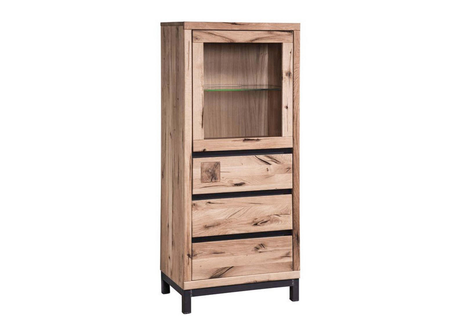 VITRINE Wildeiche 65x40x148 bianco geölt VILLANDERS #203 - Beige, Holz (65/148/40cm) - Massivmoebel24