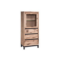VITRINE Wildeiche 65x40x148 bianco geölt VILLANDERS #203 - Beige, Holz (65/148/40cm) - Massivmoebel24