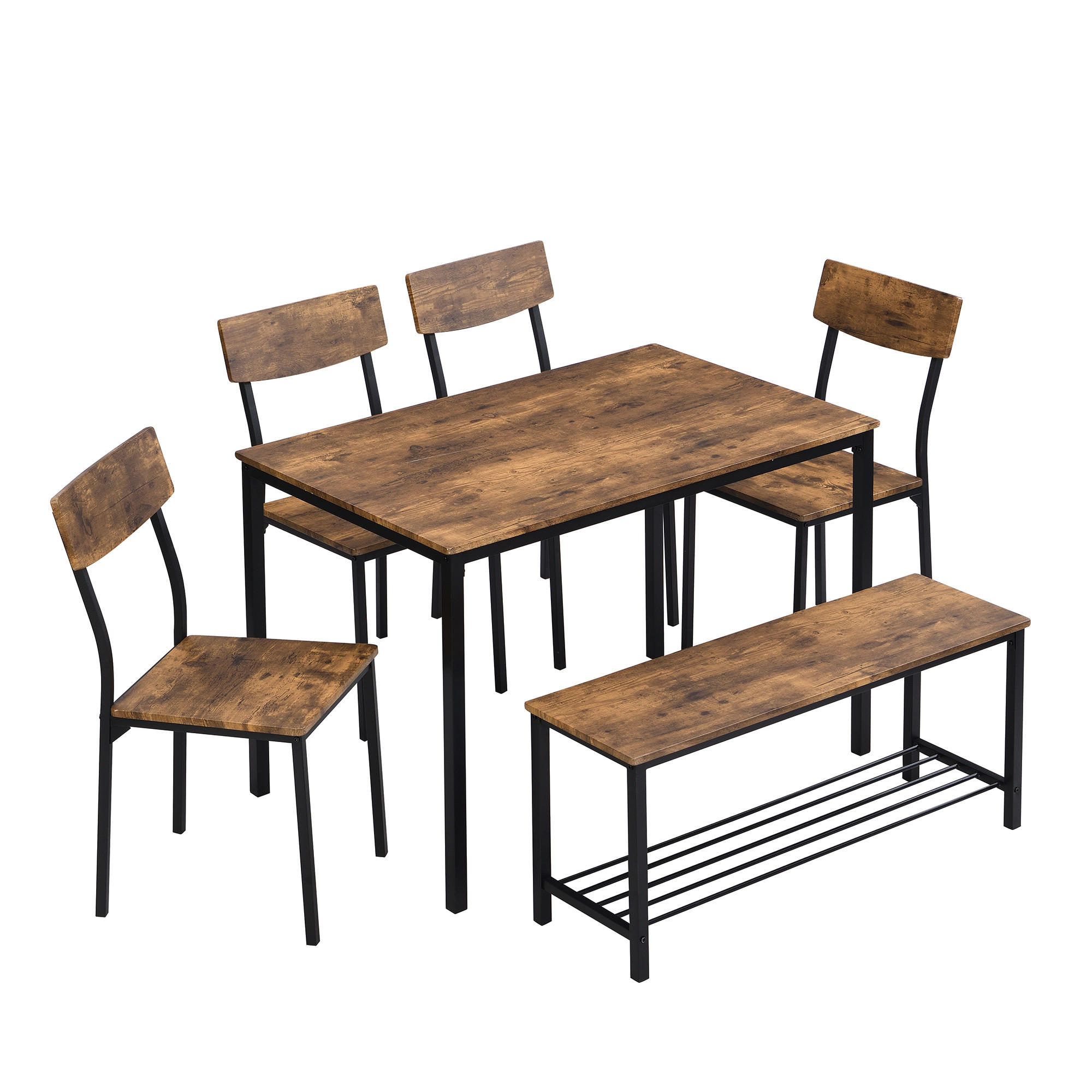 ESSTISCH SET braun - Braun, Holz/Metall (110/75/70cm) - Urban Meuble