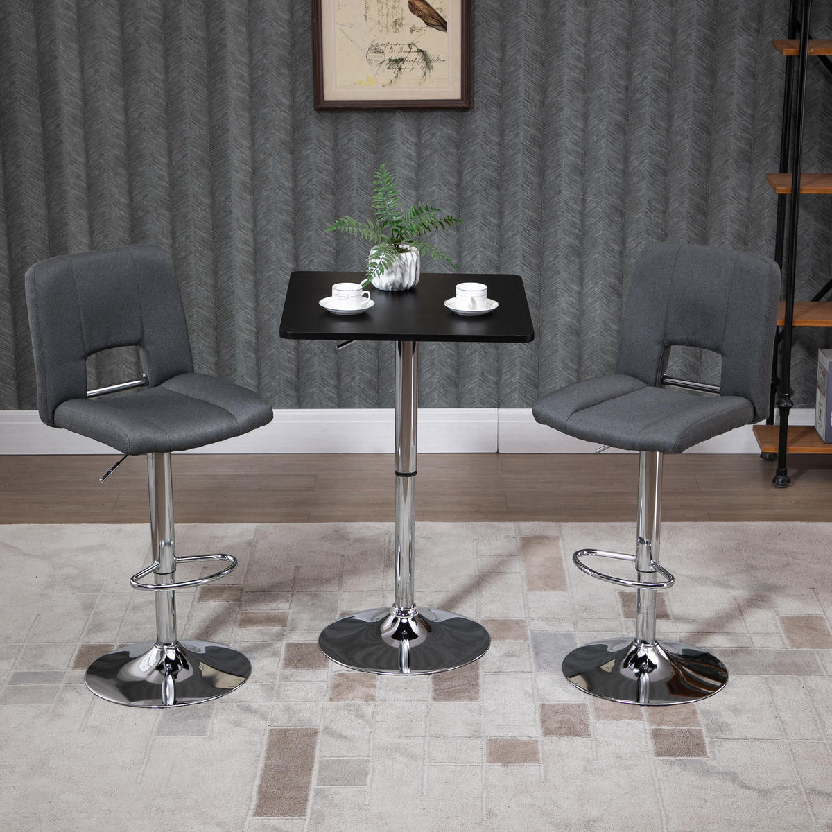 BARTISCH Höhenverstellbar Stehtisch mit Drehbar Tischplatte für Wohnzimmer - Schwarz, Holzwerkstoff (60/91/60cm) - HOMCOM