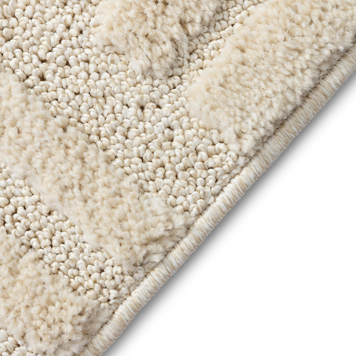 KURZFLORTEPPICH LINEA creme Patchworkmuster 3D-Struktur 140/200 cm - Creme, Textil (140/200cm) - Tapiso