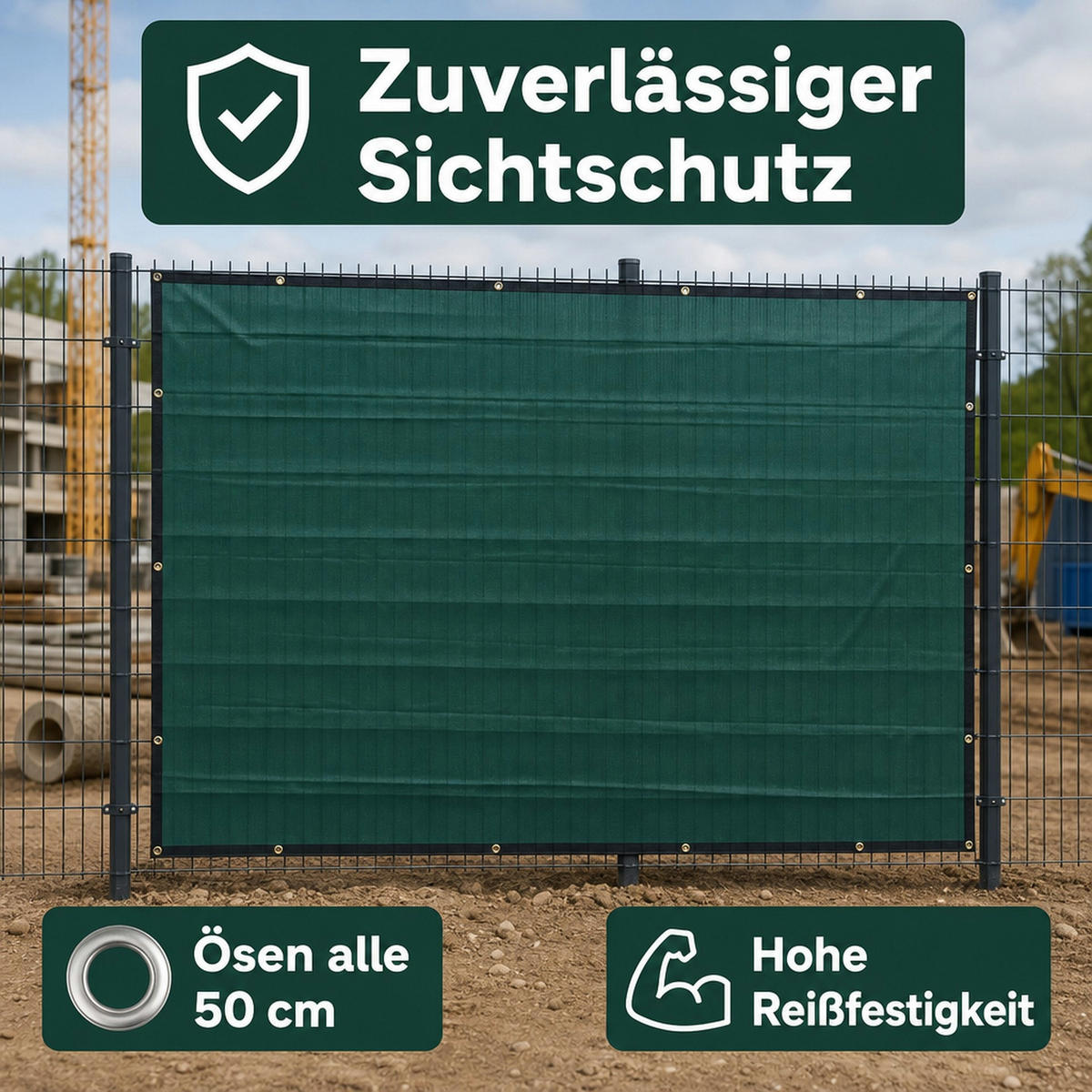 BAUZAUNBLENDE - Dunkelgrün, Kunststoff (176/20cm) - KLASEBO