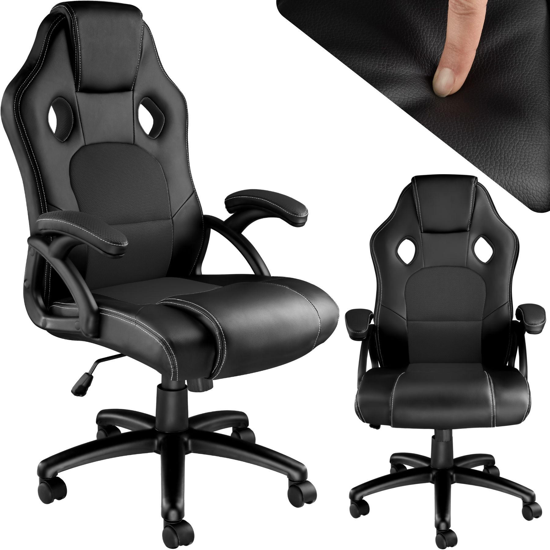 BÜROSTUHL Tyson,Belastbarkeit 120 kg,schwarz - Schwarz, Textil (65/121.5/66cm) - tectake