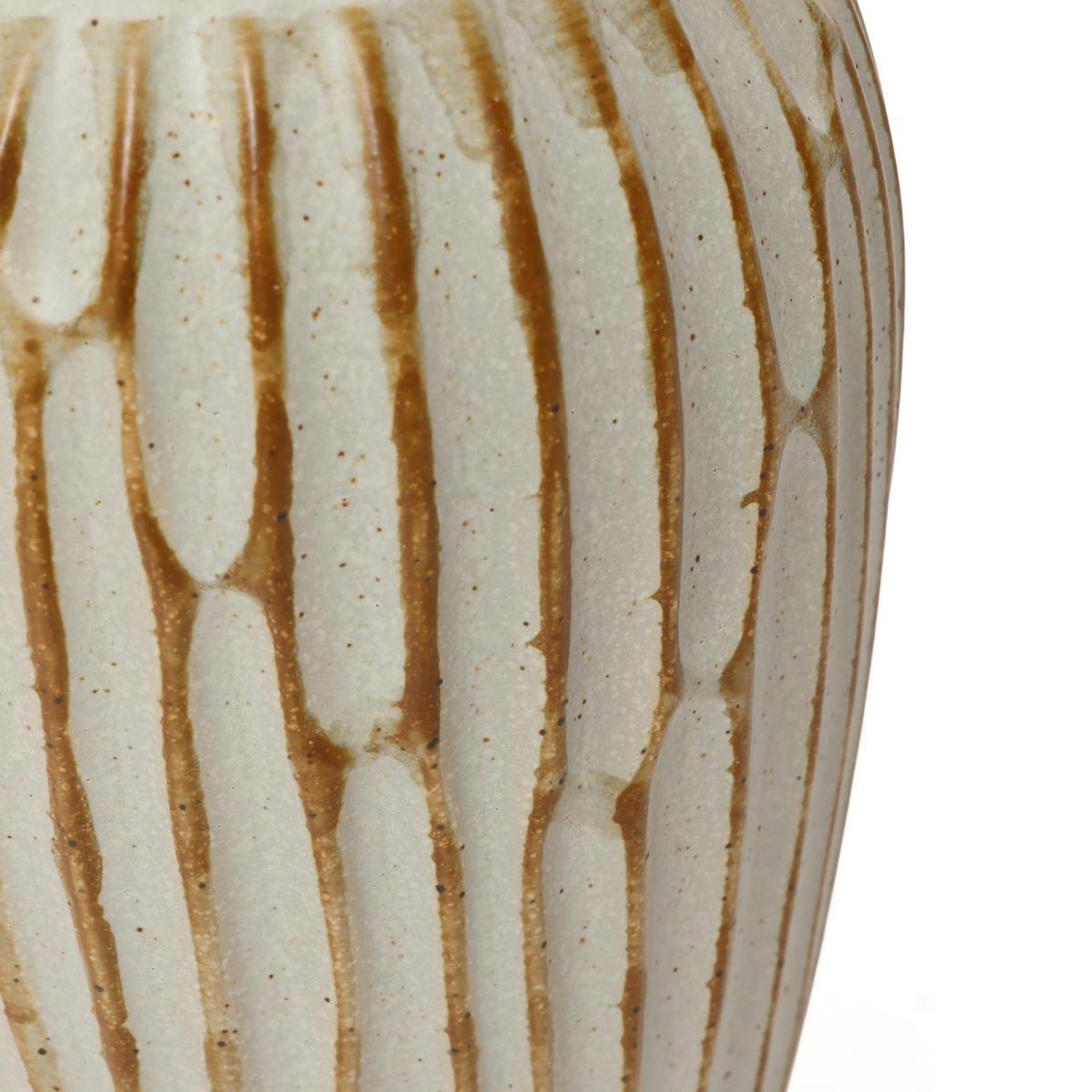 KERAMIKVASE Beige-Braun 30 cm, Vintage Blumenvase mit Streifen - Beige/Braun, Keramik (30cm) - Hometopia