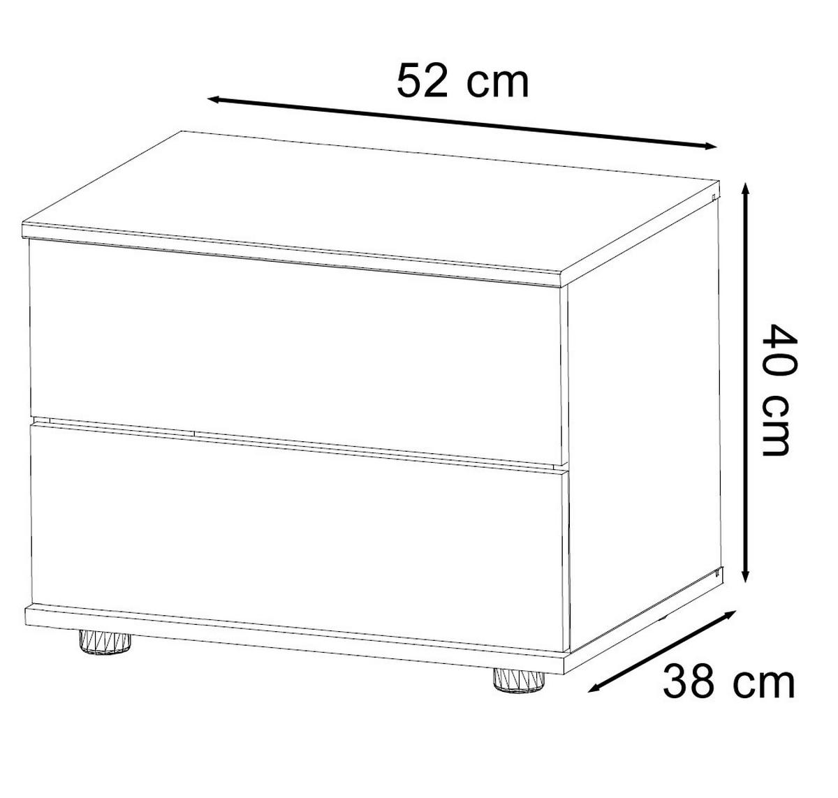 NACHTKONSOLE Stockholm Graphit / Edeltanne 52 / 38 / 40cm - Braun/Grau, Holzwerkstoff/Kunststoff (52/40/38cm) - Wimex