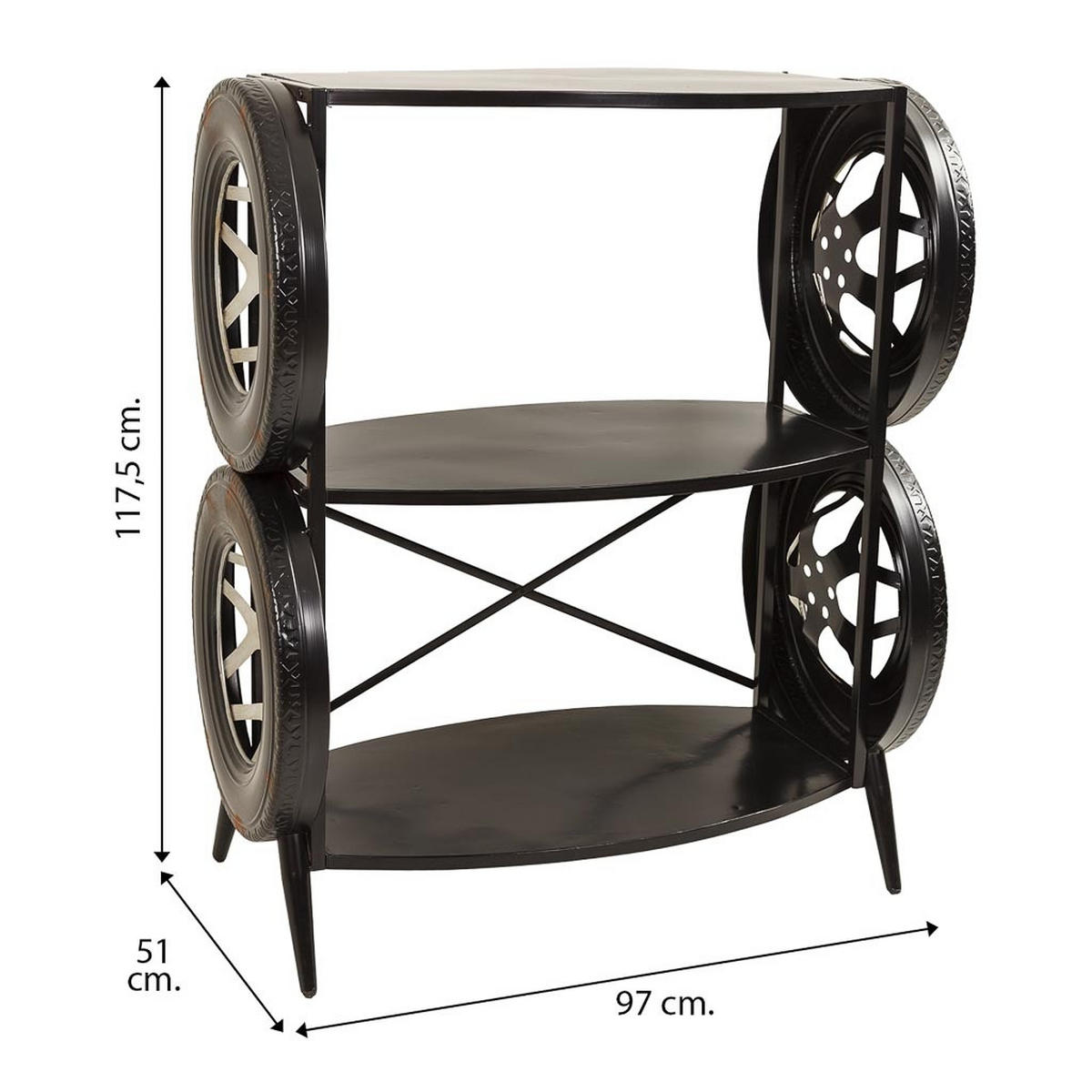 REGAL aus metall 97x51x118 cm schwarz - Schwarz, Metall (97/117.5/51cm) - Wanderlust