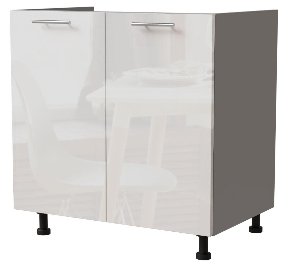 SPÜLENUNTERSCHRANK Essen D8Z/80 Weiß Hochglanz / Grau Matt 80 / 50 / 82cm - Weiß Hochglanz/Grau, Holz/Holzwerkstoff (80/82/50cm) - Feldmann-Wohnen