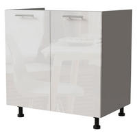 SPÜLENUNTERSCHRANK Essen D8Z/80 Weiß Hochglanz / Grau Matt 80 / 50 / 82cm - Weiß Hochglanz/Grau, Holz/Holzwerkstoff (80/82/50cm) - Feldmann-Wohnen